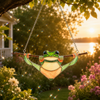 Tree Frog Hanging on a Branch Holographic Acrylic Suncatcher