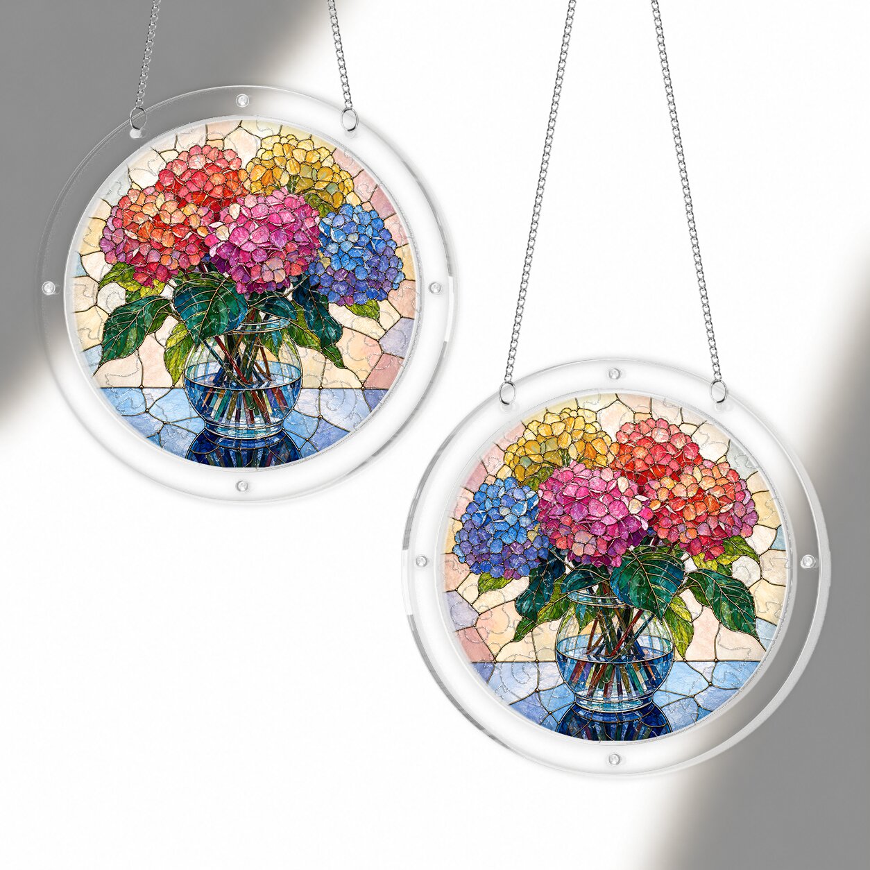 Blushing Hydrangea Acrylic Puzzle Suncatcher