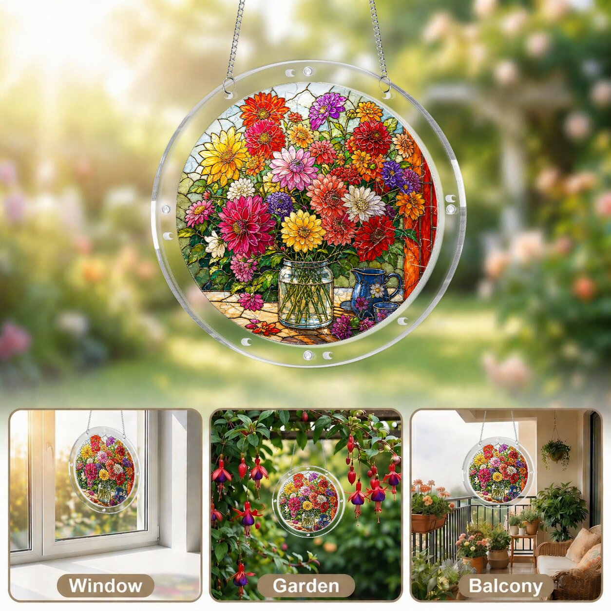 Summer Floral Bouquet Acrylic Puzzle Suncatcher