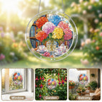 Rainbow Hydrangea Acrylic Puzzle Suncatcher