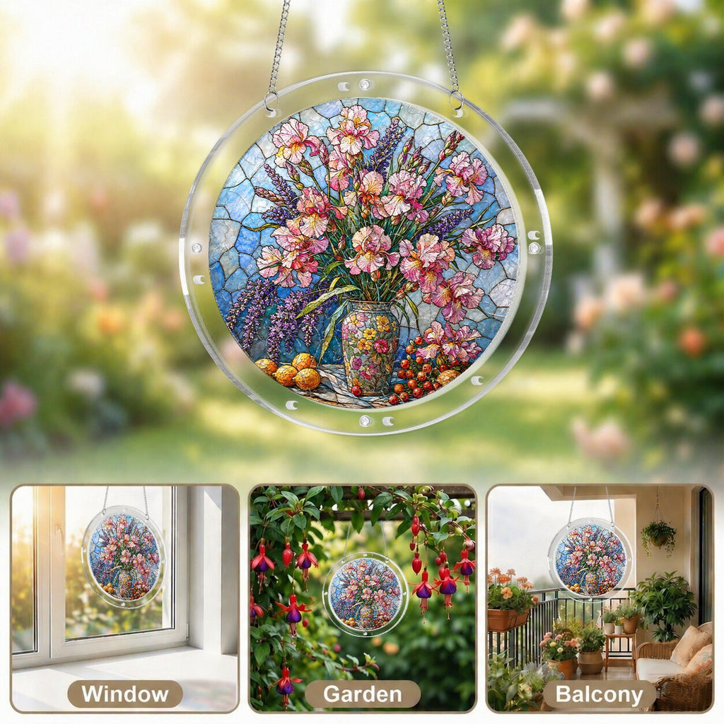 Gladiolus &amp; Lavender Acrylic Puzzle Suncatcher