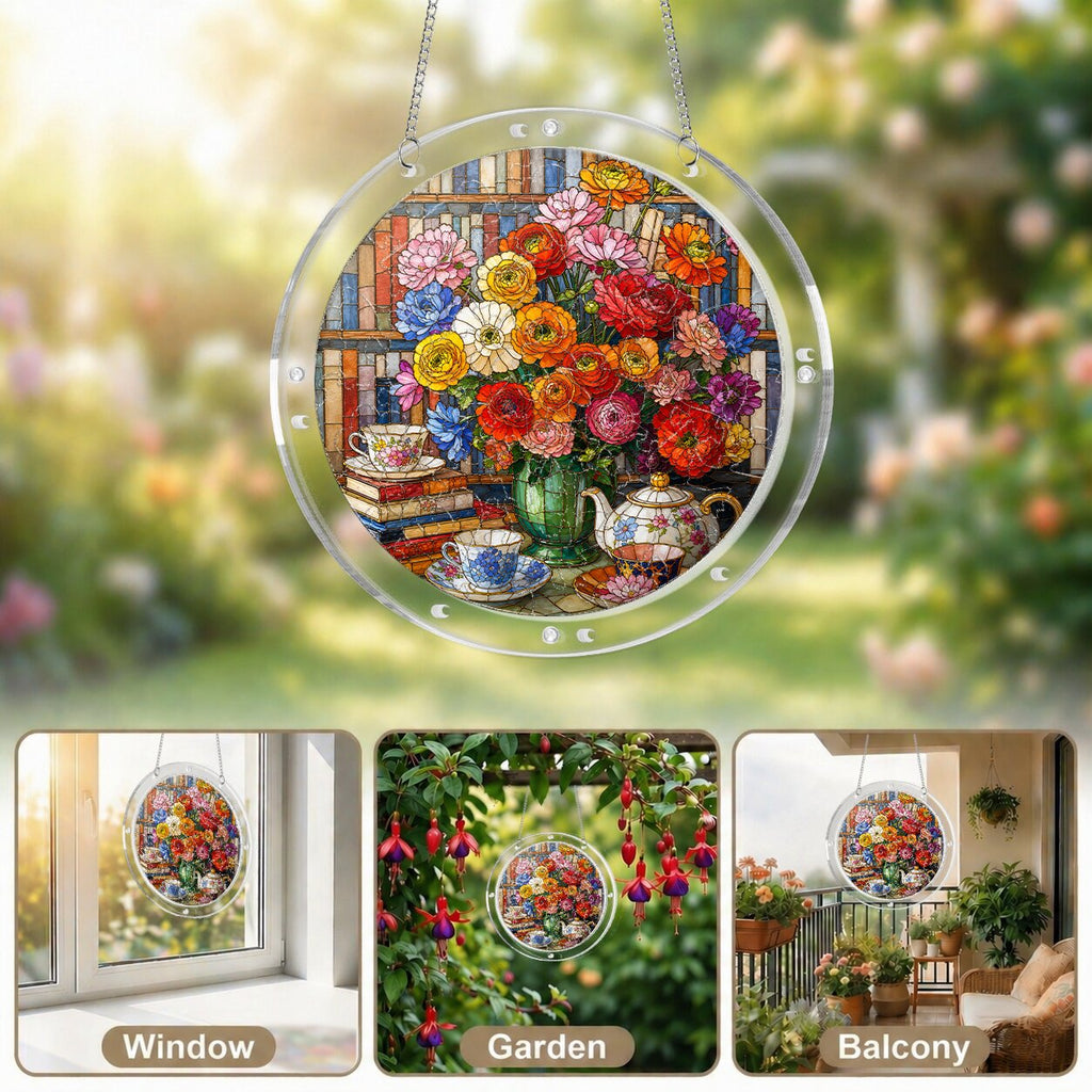 Ranunculus Floral Teatime Acrylic Puzzle Suncatcher