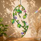 Frog Couple on Flower Vine Holographic Acrylic Suncatcher