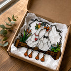 Personalized Goose Couple Wedding Fence Holographic Acrylic Suncatcher