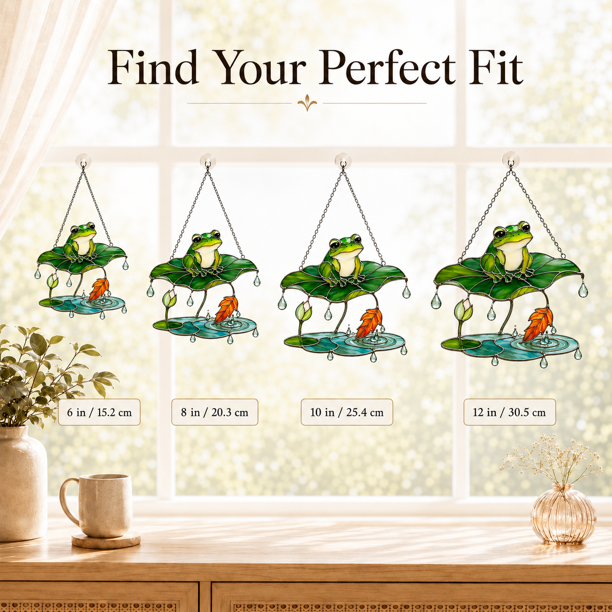 Frog Under Lotus Leaf Umbrella Holographic Acrylic Suncatcher