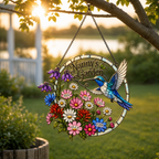 Personalized Nanny's Garden Hummingbird Holographic Acrylic Suncatcher