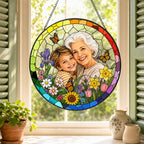 Personalized Rainbow Garden Photo Stained Glass Suncatcher