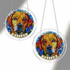Dog memorial puzzle suncatcher shown in two sizes for comparison