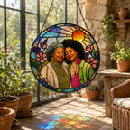 Personalized Blossom Sunrise Photo Stained Glass Suncatcher