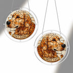 Dog memorial puzzle suncatcher shown in two sizes for comparison