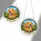 Dog memorial puzzle suncatcher shown in two sizes for comparison