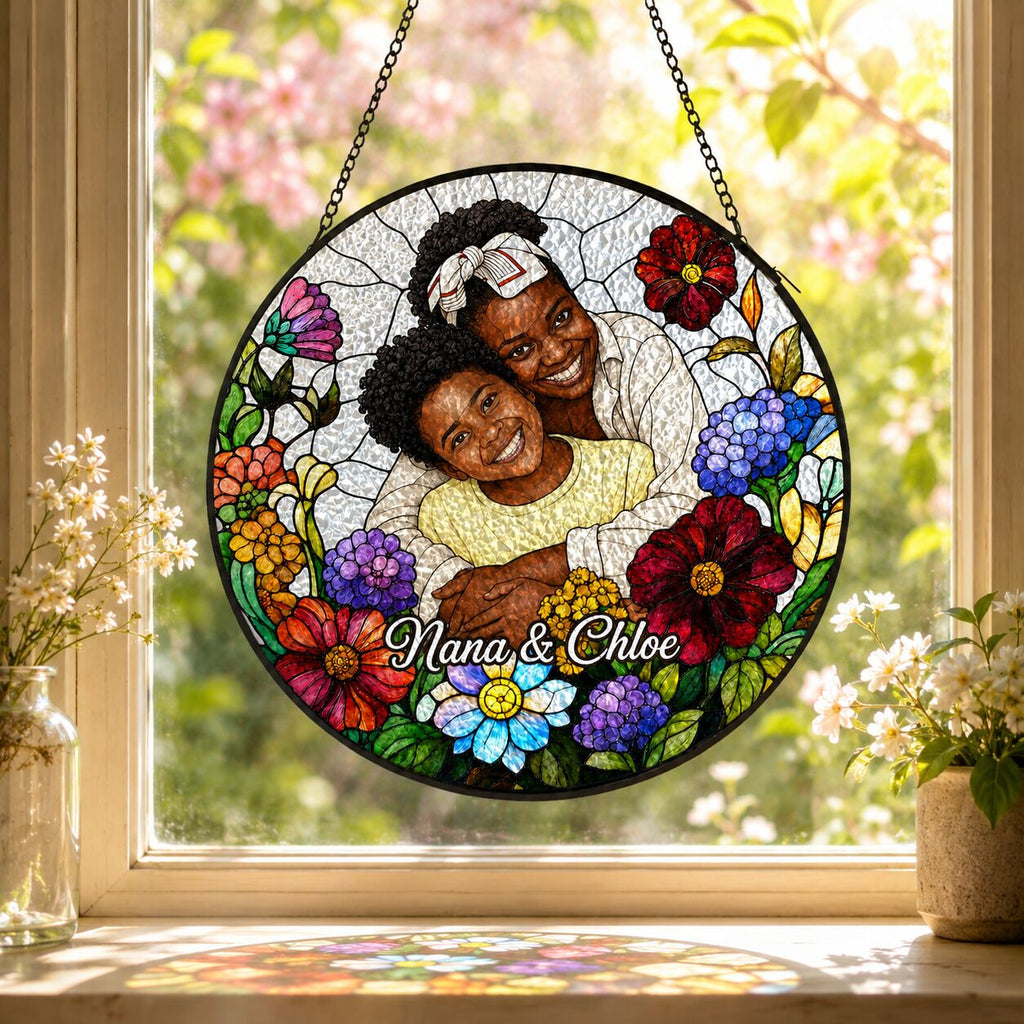 Personalized Wildflower Photo Stained Glass Suncatcher