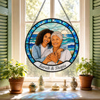 Personalized Ocean Photo Stained Glass Suncatcher