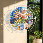 Pink Stargazer Lily Acrylic Puzzle Suncatcher