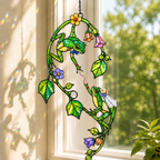 Frog Couple on Flower Vine Holographic Acrylic Suncatcher