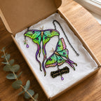 Personalized Luna Moth Couple Holographic Acrylic Suncatcher