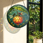 Dragonfly & Glowing Fuchsia Stained Glass Suncatcher