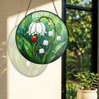 Ladybug & Lily of the Valley Stained Glass Suncatcher