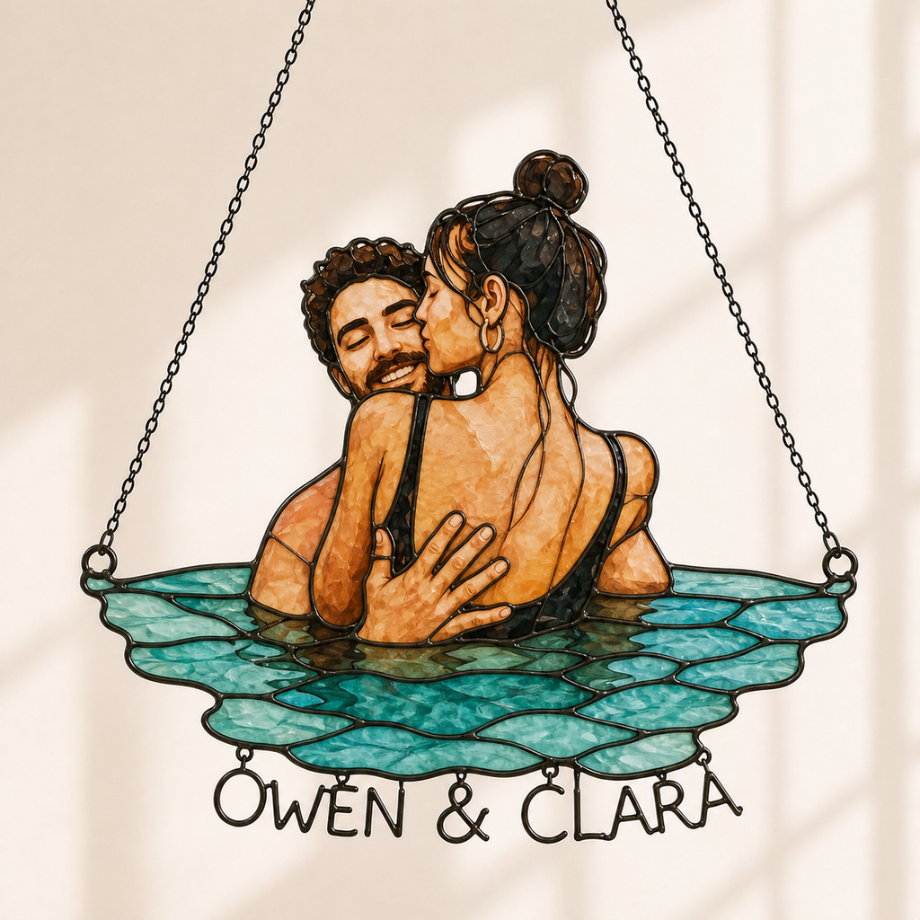 Custom Couple Photo Portrait Acrylic Suncatcher
