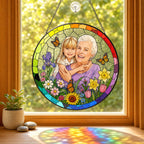 Personalized Rainbow Garden Photo Stained Glass Suncatcher