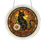 Close-up of cat memorial acrylic puzzle suncatcher design