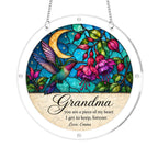 Personalized Grandma Hummingbird Acrylic Puzzle Suncatcher