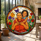 Personalized Butterfly Garden Photo Stained Glass Suncatcher