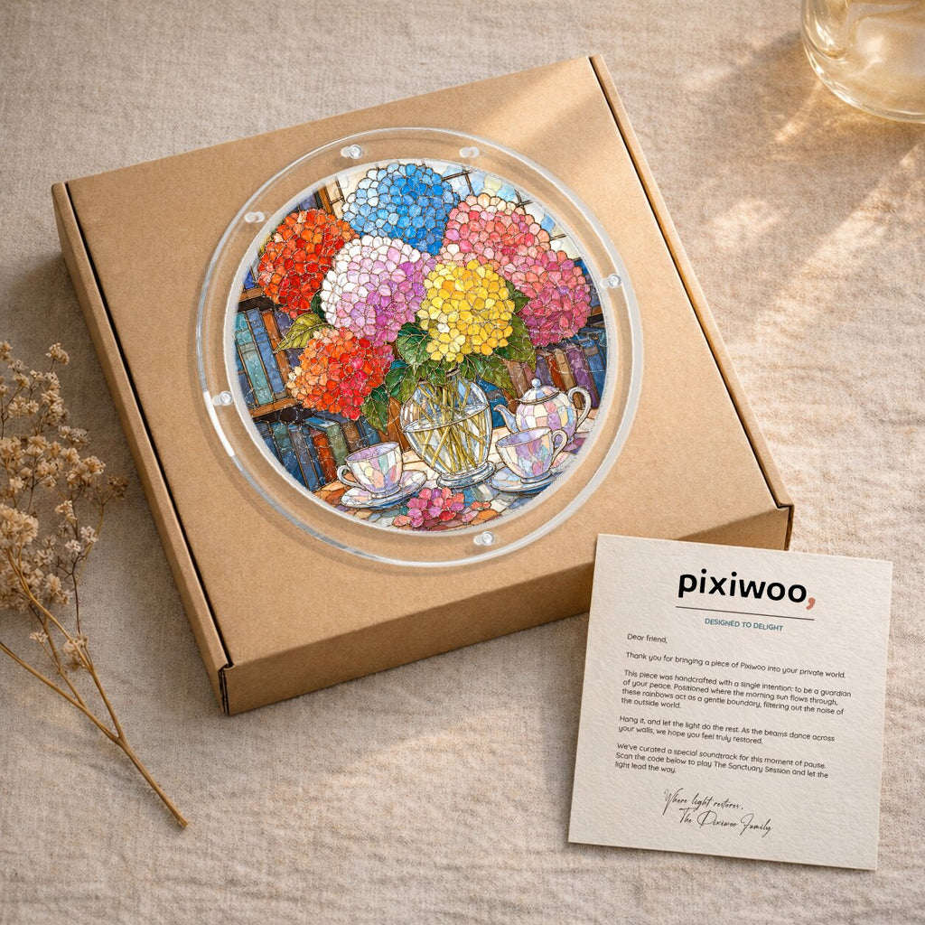 Rainbow Hydrangea Acrylic Puzzle Suncatcher
