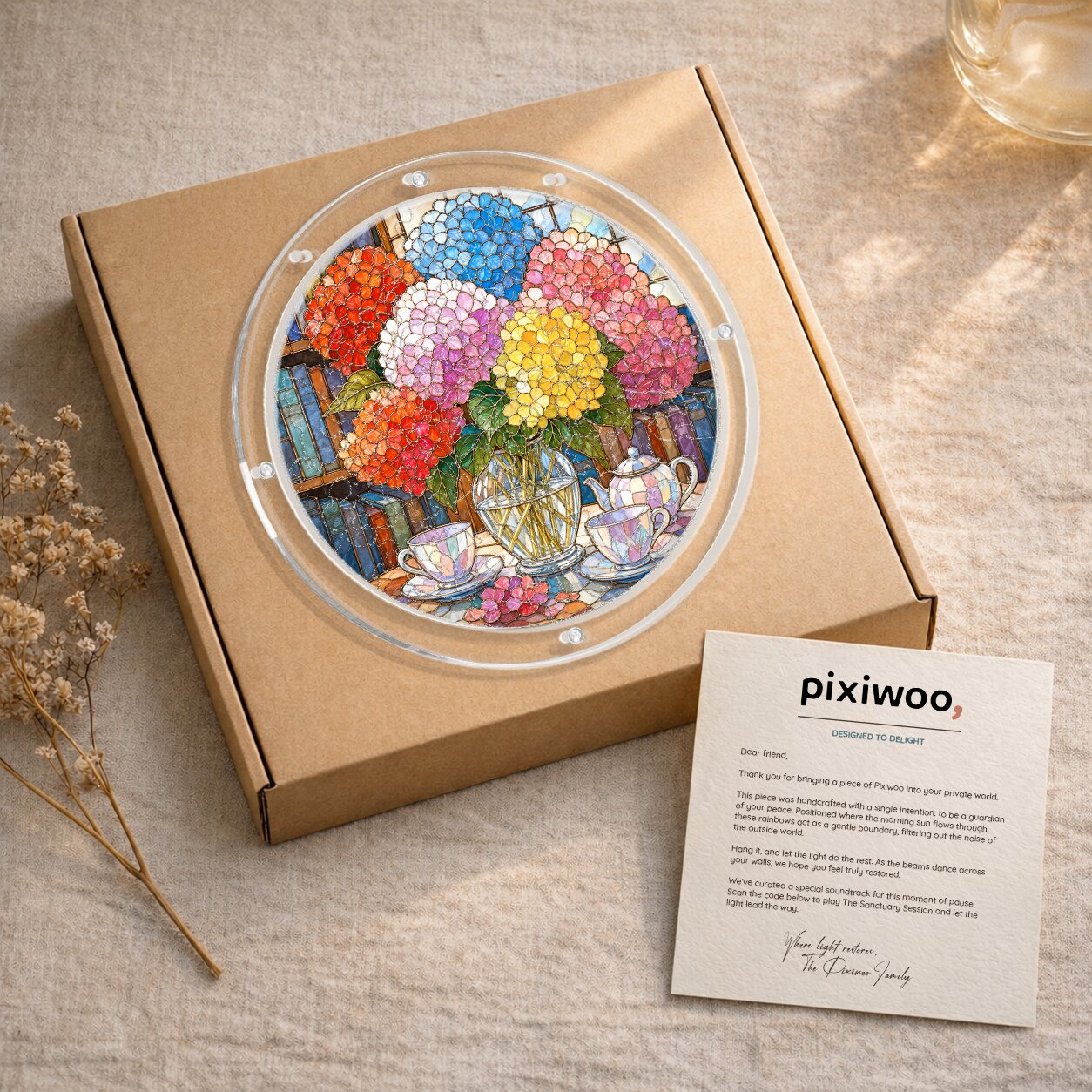 Rainbow Hydrangea Acrylic Puzzle Suncatcher