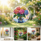 Blushing Hydrangea Acrylic Puzzle Suncatcher