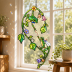 Frog Couple on Flower Vine Holographic Acrylic Suncatcher