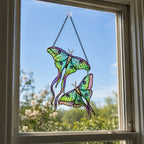Personalized Luna Moth Couple Holographic Acrylic Suncatcher