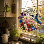 Personalized Nanny's Garden Hummingbird Holographic Acrylic Suncatcher