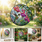 Hummingbird & Fuchsia Stained Glass Suncatcher