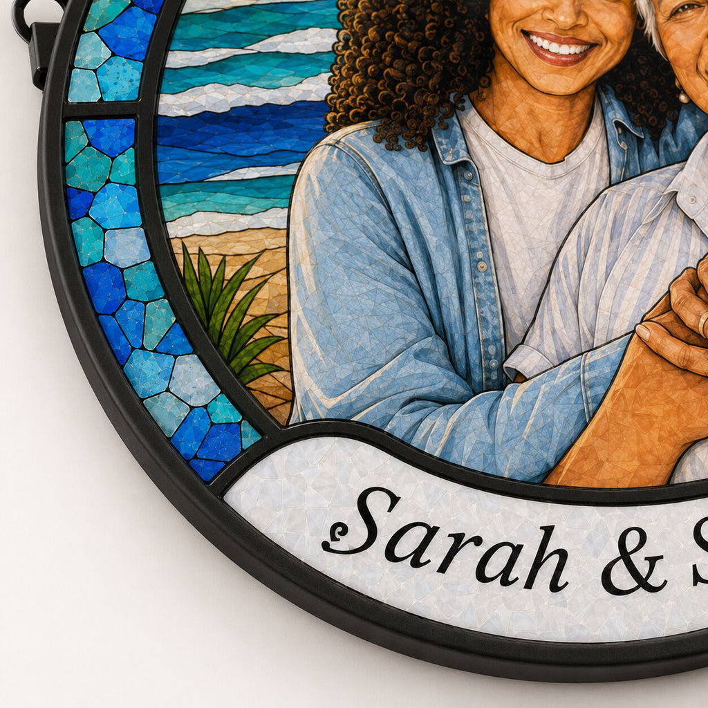 Personalized Ocean Photo Stained Glass Suncatcher