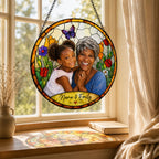 Personalized Spring Garden Photo Stained Glass Suncatcher