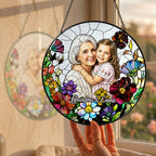 Personalized Wildflower Photo Stained Glass Suncatcher