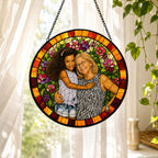 Personalized Floral Mosaic Photo Stained Glass Suncatcher