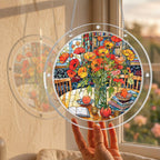 Cottage Red Poppy Acrylic Puzzle Suncatcher