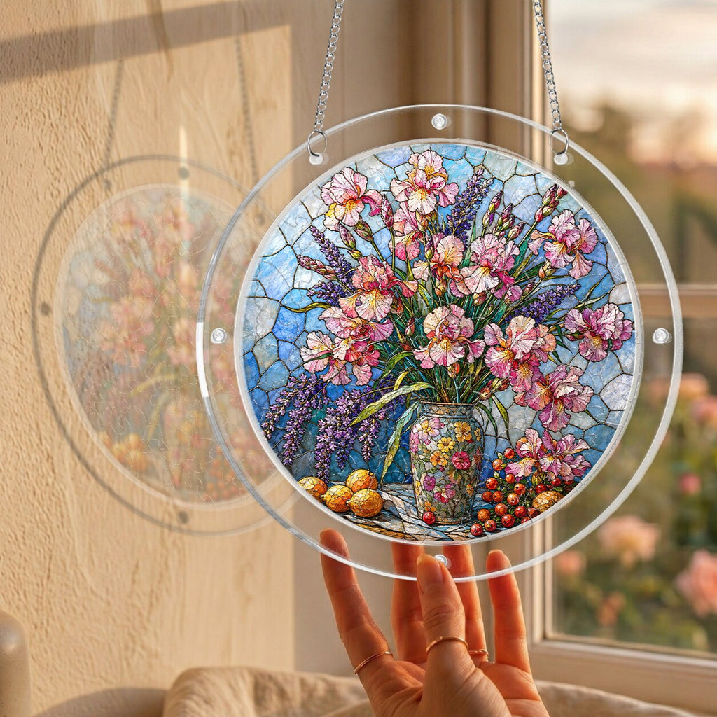 Gladiolus &amp; Lavender Acrylic Puzzle Suncatcher