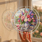 Peony &amp; Larkspur Acrylic Puzzle Suncatcher