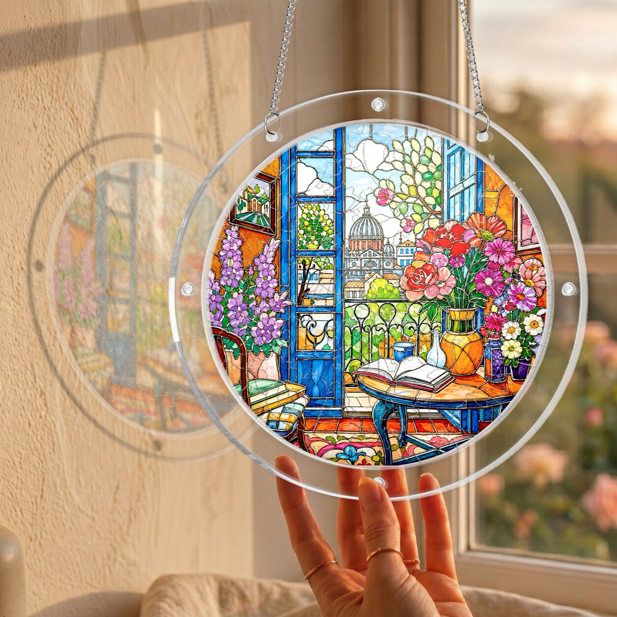 Floral Garden Window Acrylic Puzzle Suncatcher
