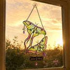 Personalized Luna Moth Couple Holographic Acrylic Suncatcher