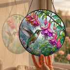 Hummingbird & Fuchsia Stained Glass Suncatcher