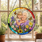 Personalized Rainbow Garden Photo Stained Glass Suncatcher
