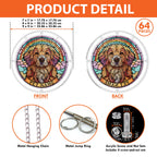 Dog memorial puzzle suncatcher displayed by a bright window