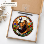 Personalized Butterfly Garden Photo Stained Glass Suncatcher