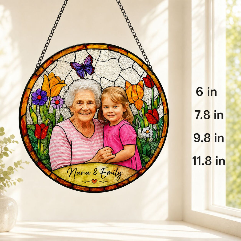 Personalized Spring Garden Photo Stained Glass Suncatcher
