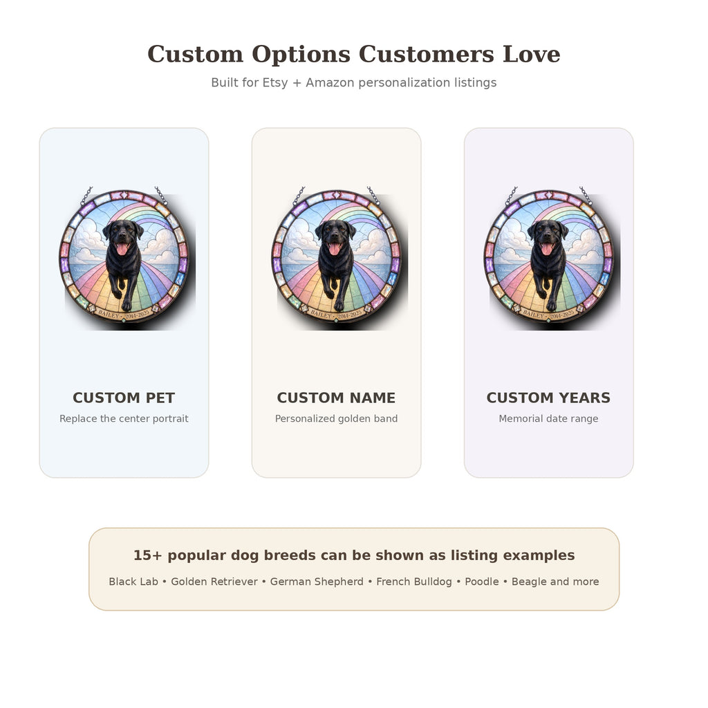 Personalized Pet Memorial Suncatcher – Rainbow Bridge Photo