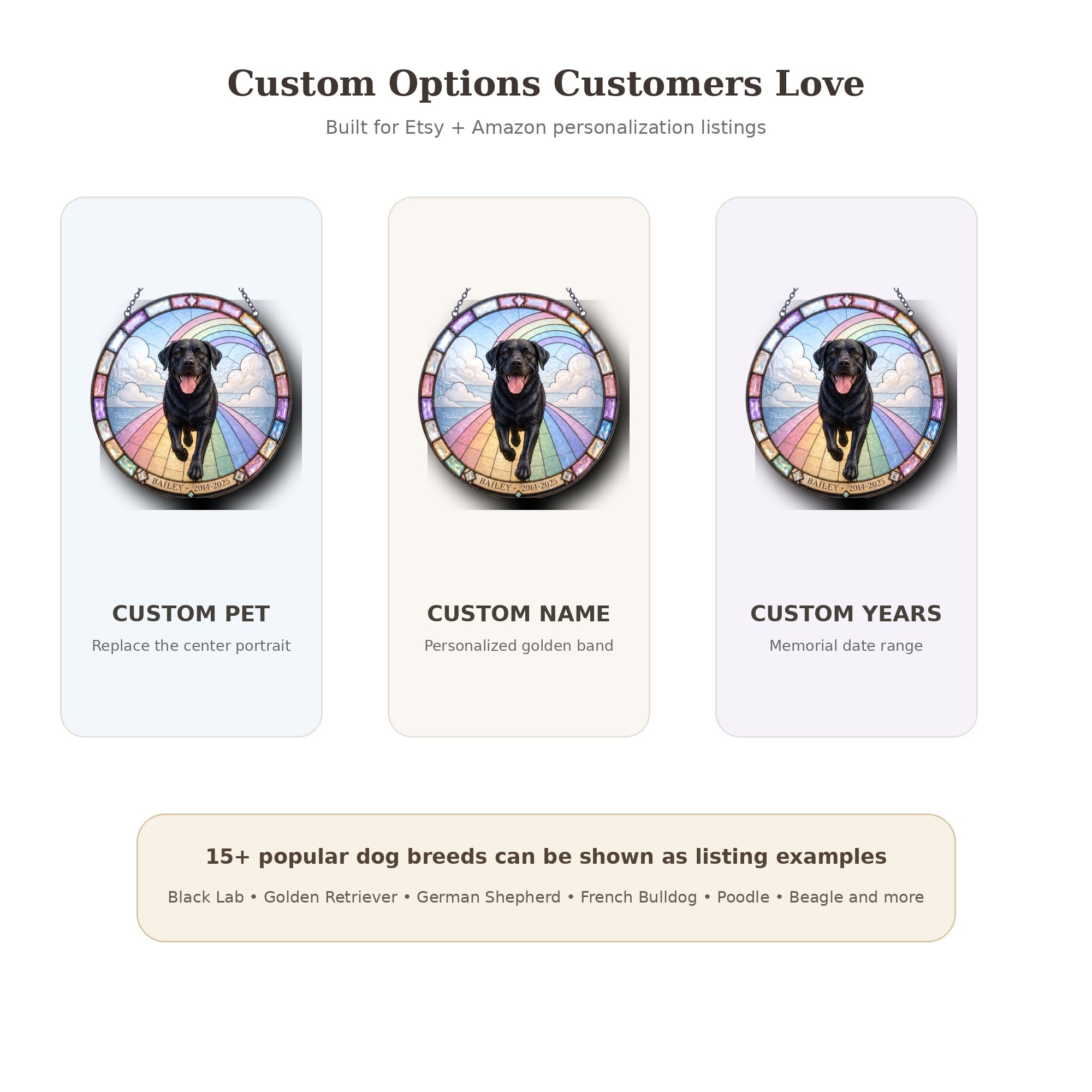Personalized Pet Memorial Suncatcher – Rainbow Bridge Photo